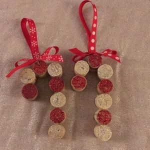 Candy Cane Wine Cork Ornaments (set of 2)